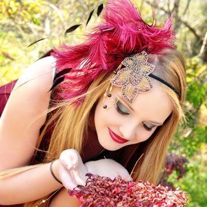 Elegant Hot Pink & Gold Burlesque Fascinator